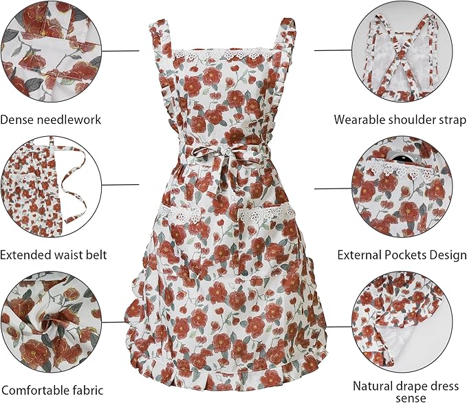 Funny Aprons for Women with Pockets, Kitchen Cooking Grilling Bbq Cute Chef - Image 3
