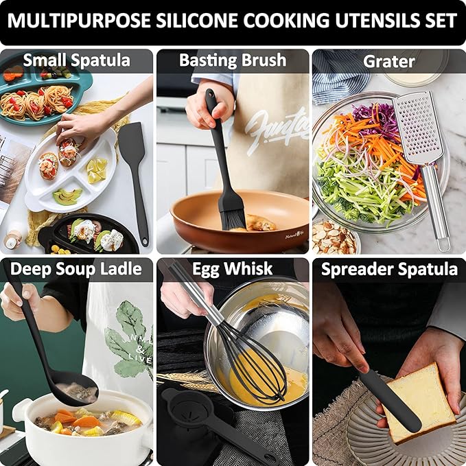 Silicone Kitchen Utensils Set, 16-Piece Silicone Cooking Utensils by Deedro - Image 6