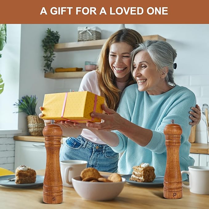 DEBETOOL Wooden Salt and Pepper Grinder Set - Image 7