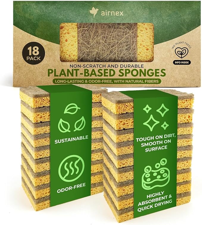 AIRNEX Natural Kitchen Sponges Pack of 18 by Airnex