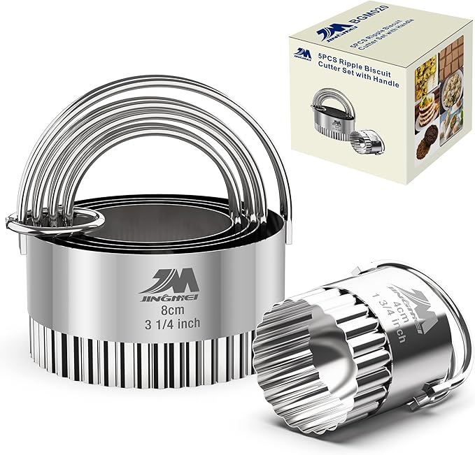 Fluted cookie cutter Set 1.75inch 2inch 2.25inch 2.75inch 3.25inch, Stainless by MJINGMEI