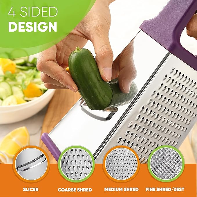 Spring Chef Purple Professional Stainless Steel XL Parmesan Cheese Grater - Image 6