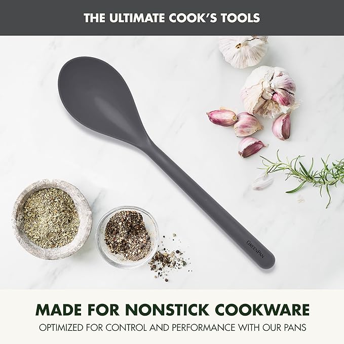GreenPan Silicone Solid Spoon, Mixing Stirring Serving, Cooking Kitchen Utensil - Image 2