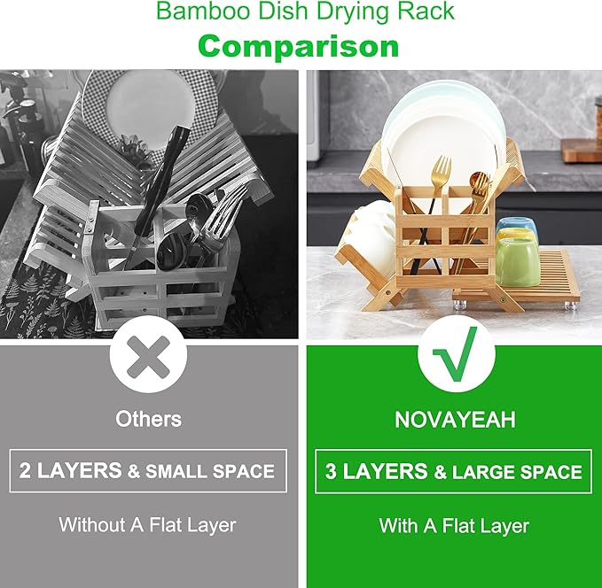 NOVAYEAH Bamboo Dish Drying Rack - Image 3