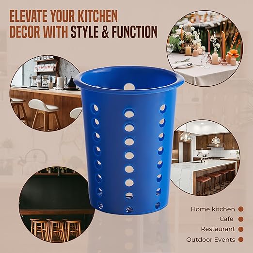 OCS Parts Perforated Utensil Drying Cups | Blue | Set of 3 | Plastic Flatware - Image 6