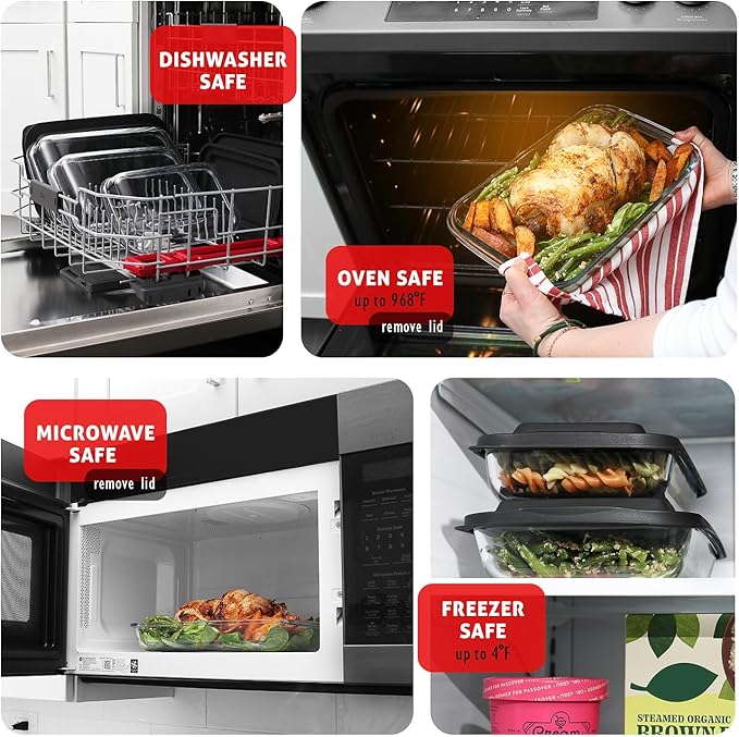 EATEX 16-Piece Deep Glass Casserole Dishes - Image 3