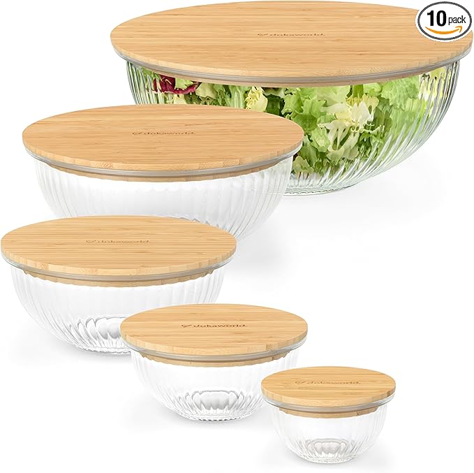 Stackable Space-Saving Set of 5 Nesting Glass Bowls by Dokaworld