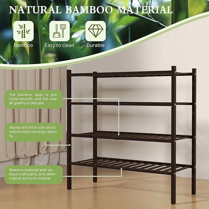 ROMGUAR CRAFT 4 Tier Bamboo Shoe Rack - Image 6