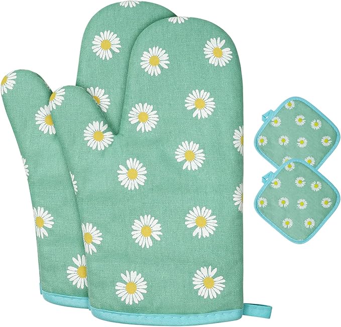 AUAUY Oven Mitts and Potholders, BBQ Gloves Heat Resistant, 1 Pair Oven Mitts by AUAUY