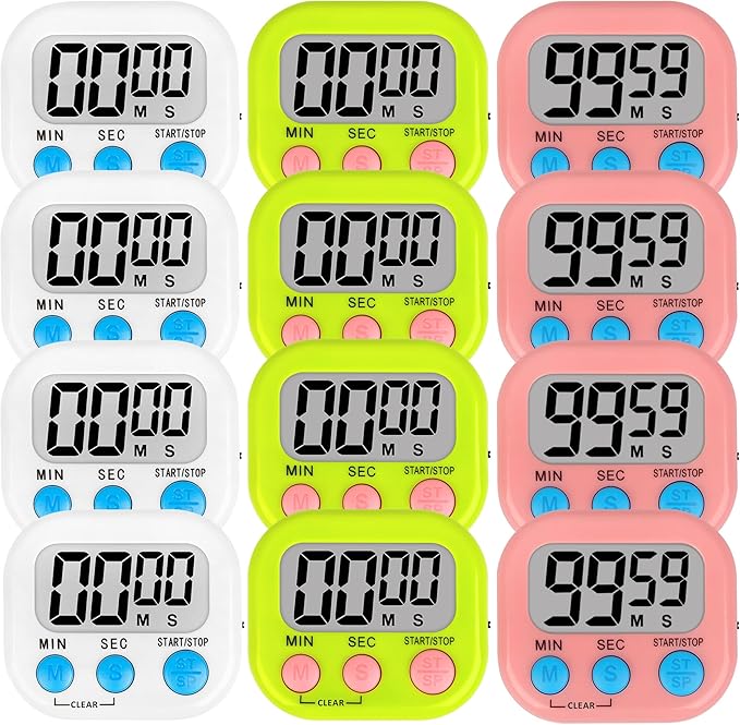 ZILLEEN 12 Pack Kitchen Timers for Cooking Digital Classroom Timers for Kids by ZILLEEN