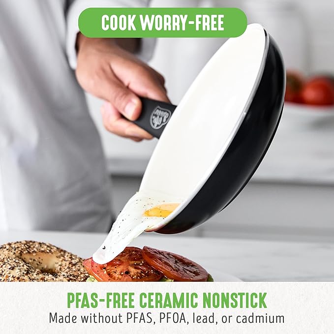 GreenLife Non Stick Fry Pan Set, Non-Toxic PFAS-Free Ceramic Skillets, - Image 2