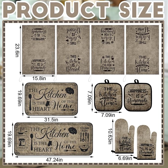 Fourluoo 10 Pcs Farmhouse Kitchen Decor and Accessories Set 4 Kitchen Towels 2 - Image 3