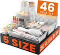 A-LuGei 【46PCS & 5Sizes Clear Drawer Organizer, 【Hold 277 Items】 Makeup by A-LUGEI