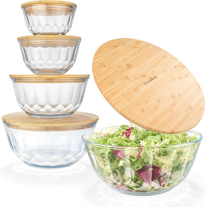 Large Stackable Set of 5 Nesting Glass Bowls - Image 9