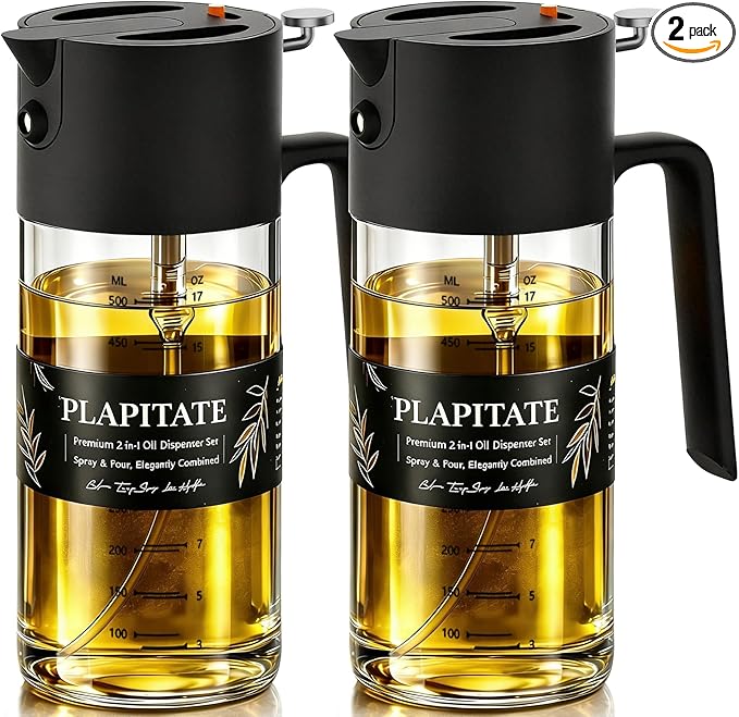 PLAPITATE 2Pcs 17oz Premium Olive Oil Sprayer by PLAPITATE