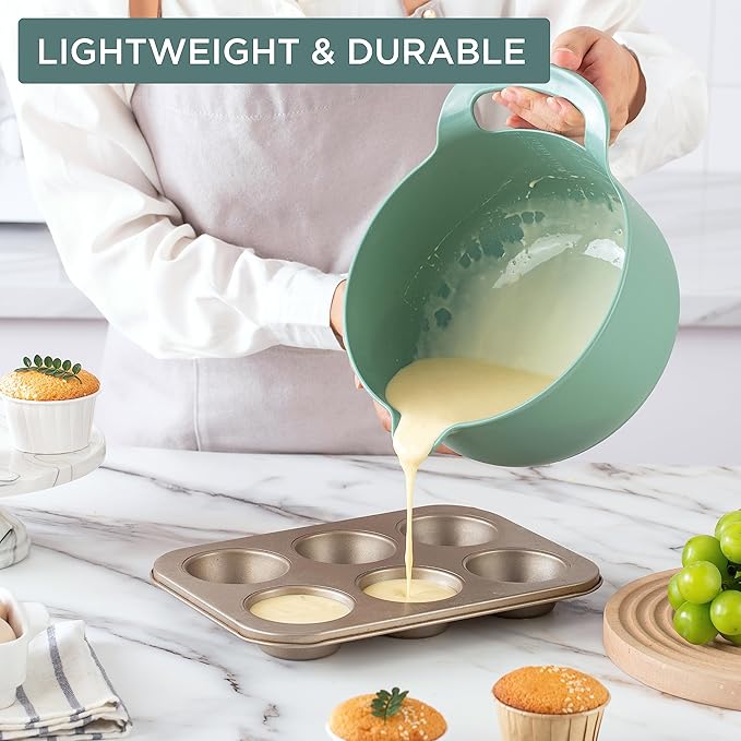 COOK WITH COLOR Nesting Plastic Mixing Bowl Set with Pour Spouts and Handles - Image 3