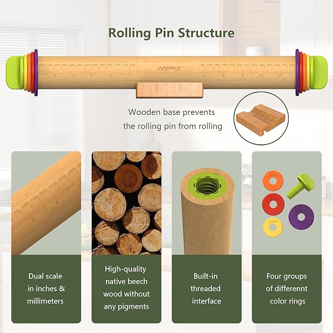 Rolling Pin with Thickness Rings - Image 7