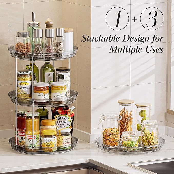 LAMU 2 Tier Lazy Susan Turntable Organizer 10.6'' Rotating Spice Rack - Image 4