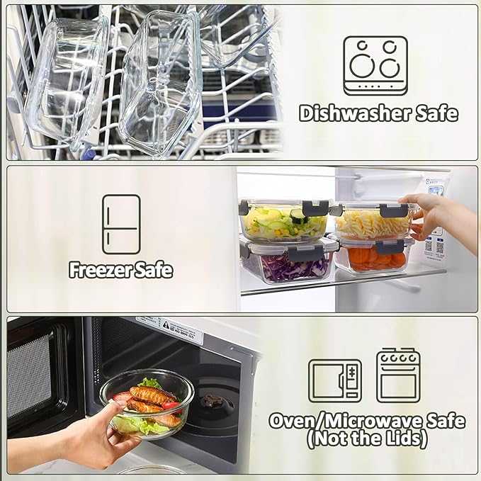 M MCIRCO 30 Pieces Glass Food Storage Containers - Image 4