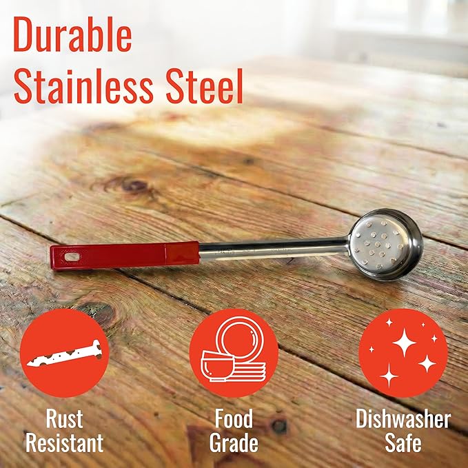 2 Ounce Slotted Stainless Steel Portion Control Ladle Spoon - Image 4