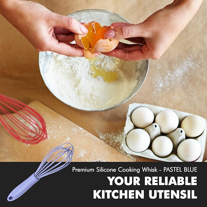 Chef Craft Premium Silicone Wire Cooking Whisk, 10.5 inch, Pastel Blue - Image 5