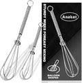Anaeat Small Wire Whisk Set of 2, Portable Stainless Steel Kitchen Tiny Whisk & by Anaeat