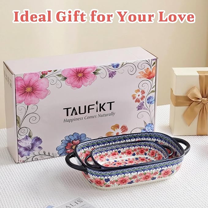 Ceramic Casserole Dishes for Oven, Hand-painted Polish Pottery Baking Dish Set - Image 8