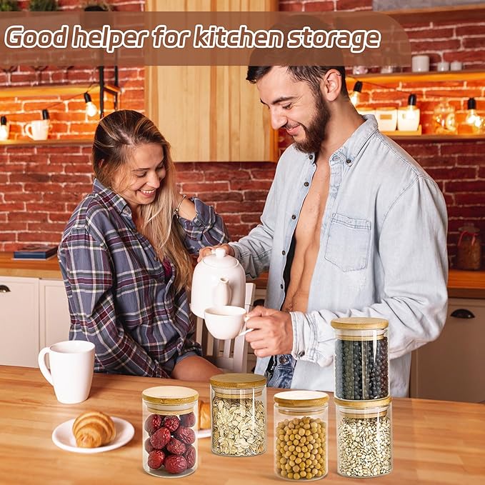 12 Packs Bamboo Qtip Holders, 10 oz Glass Round Storage Containers - Image 7