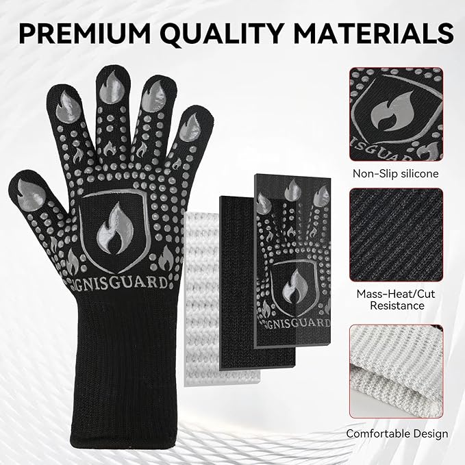 BBQ & Grill Gloves, Oven Gloves, 1472°F Silicone Oven Mitts Heat Resistant - Image 5