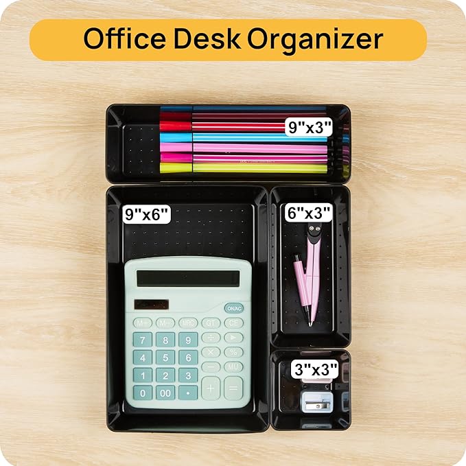 Vtopmart 25 PCS Office Desk Drawer Organizers Set, 4-Size Versatile Plastic - Image 6