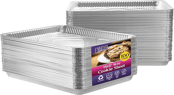 Aluminum Pans Half Size Cookie Sheet 100 Count Durable Nonstick Baking Sheets by NicoleHomeCollection
