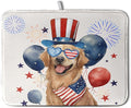 4th of July Patriotic Dog Dish Drying Mat 18 x 24 Inch US Independence Day Blue by Kwlegh