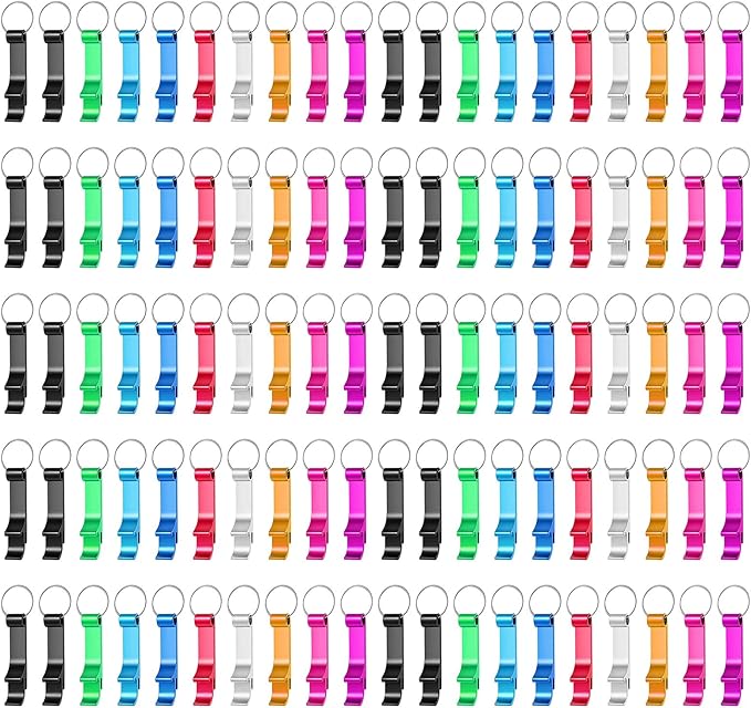 400 Pack Colorful Metal Bottle Opener Keychains Bulk, Tiny Beverage Opener by Yugada