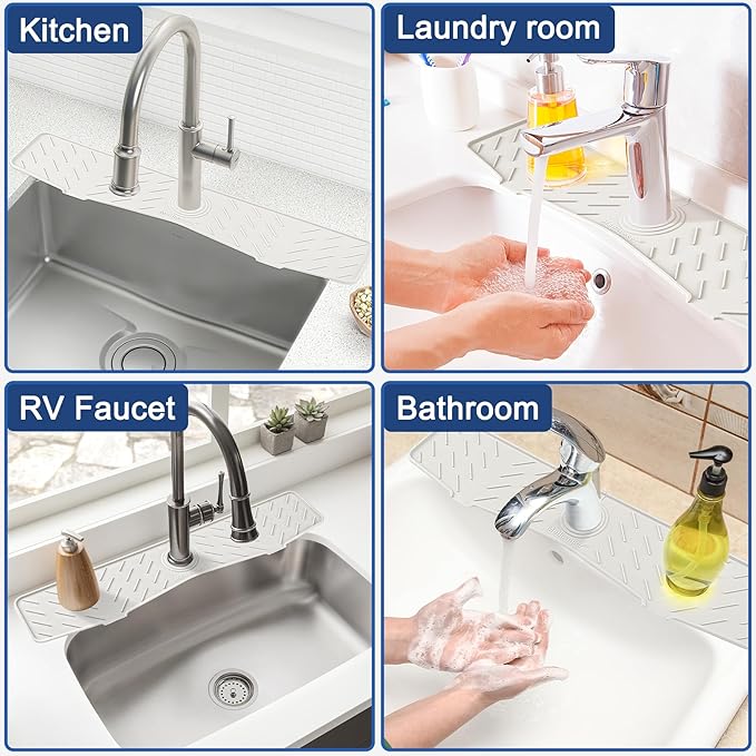 Faucet Mat for Kitchen Sink – 24” x 5.1” Extra-Long Silicone Splash Guard - Image 7