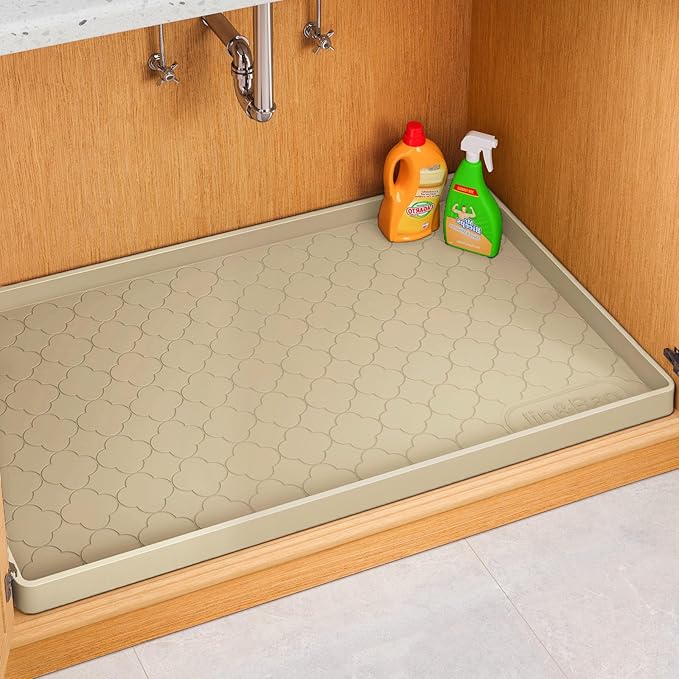 Jin&Bao Waterproof Under Sink Mat 31" x 22", Thick Silicone Mat Cabinet by Jin%26Bao