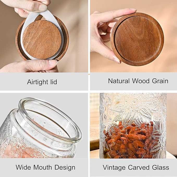 Adodeen 32oz Vintage Glass Jar - Image 2