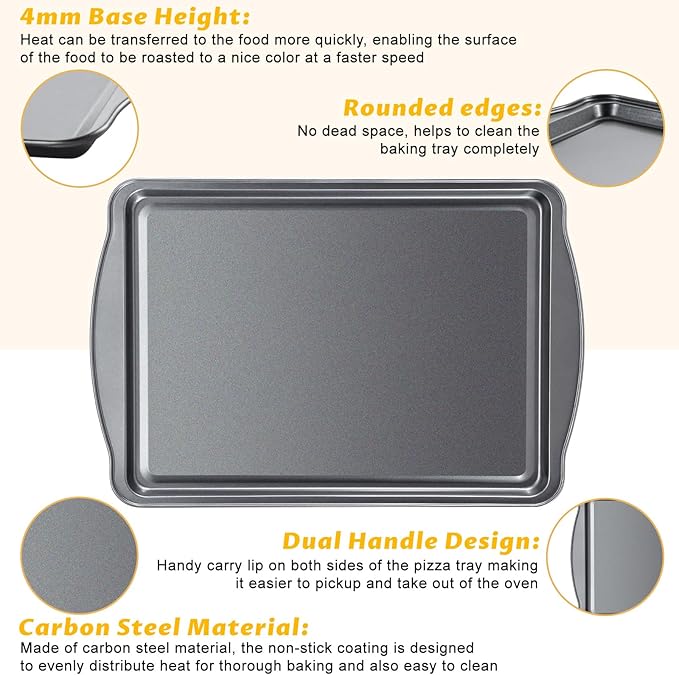 Baking Sheet Set of 2-17" x 11" x 0.5" Carbon Steel Cookie Sheet - Image 3
