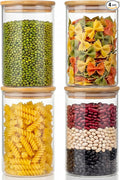 32oz - 4 Pack Glass Jars with Bamboo Lids, Glass Pantry Storage Containers with by HomArtist