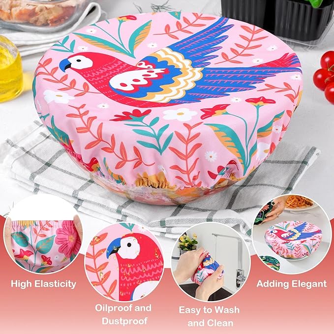 5 Pieces Bowl Covers Reusable, 5 Size Elastic Cloth Bowl Covers - Image 4