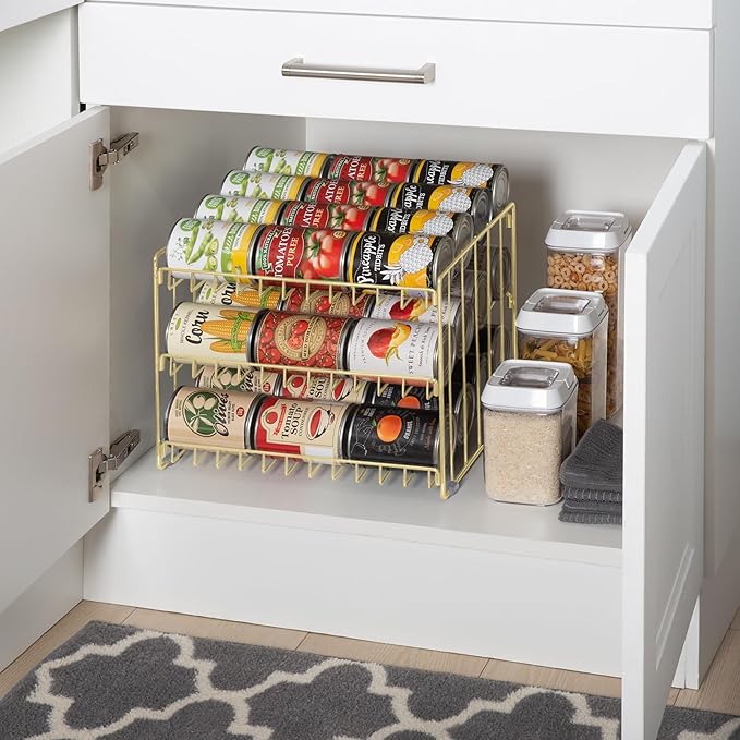 Kitchen Details 3 Tier Can Storage Organizer Rack in Gold - Image 5