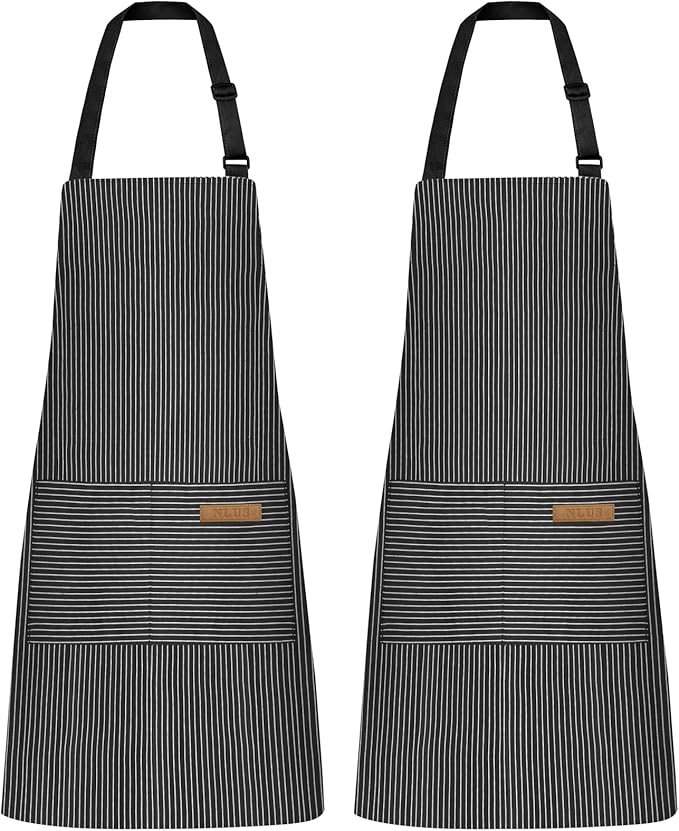 NLUS 2 Pack Kitchen Cooking Aprons, Adjustable Bib Soft Chef Apron by NLUS