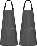 NLUS 2 Pack Kitchen Cooking Aprons, Adjustable Bib Soft Chef Apron by NLUS
