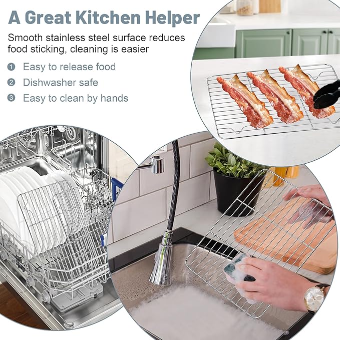 TeamFar Cooling Rack, 9.75” x 7.5” Stainless Steel Wire Baking Rack - Image 6