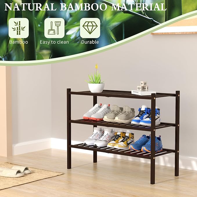 ROMGUAR CRAFT 3 Tier Bamboo Shoe Rack - Image 6