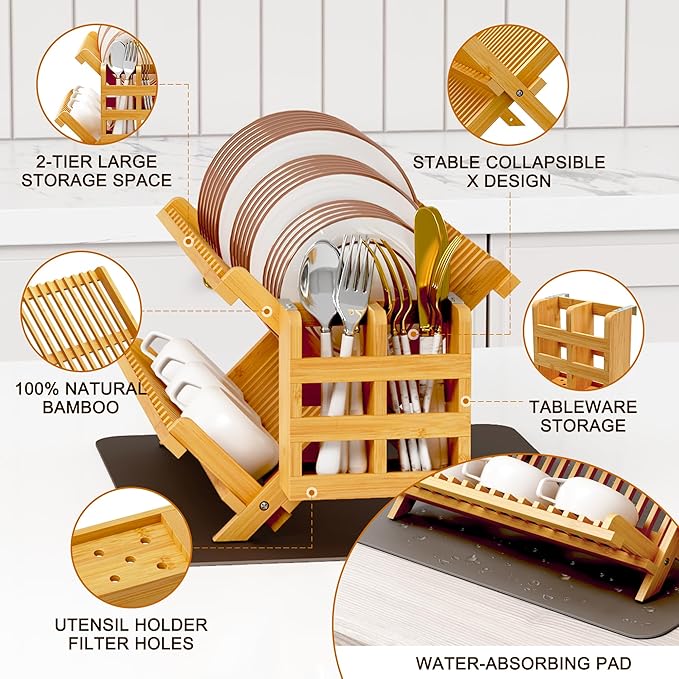 Greenual Bamboo Dish Drying Rack - Image 5