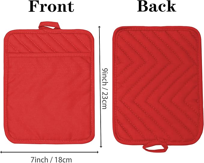 Oven Pot Holder with Pocket Cotton Heat Resistant Coaster Potholder Kitchen Hot - Image 2