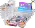 15 PCS Clear Plastic Drawer Organizer Set by Okylvve