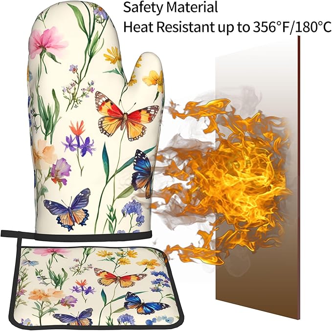 Vintage Floral Oven Mitts and Pot Holders Spring Summer Kitchen Accessories Set - Image 5