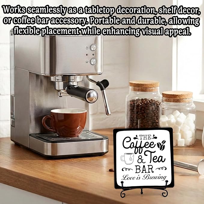 Coffee Bar Sign, Love is Brewing Farmhouse Tabletop Decor, Coffee and Tea Lover - Image 4