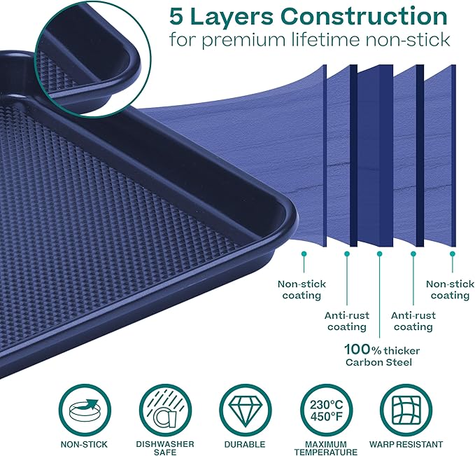 Baker's Secret Non Stick Baking Sheets, Diamond Texture Premium Air Flow - Image 3